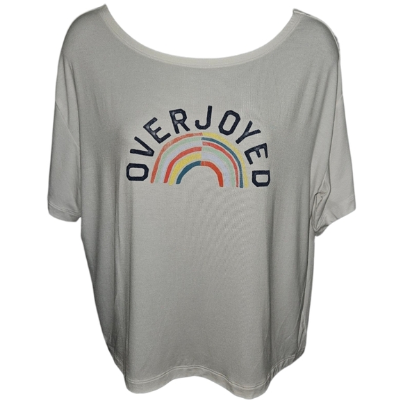 NWT Old Navy Sunday Sleep Rainbow "Overjoyed" Short Sleeve Top - Picture 1 of 3